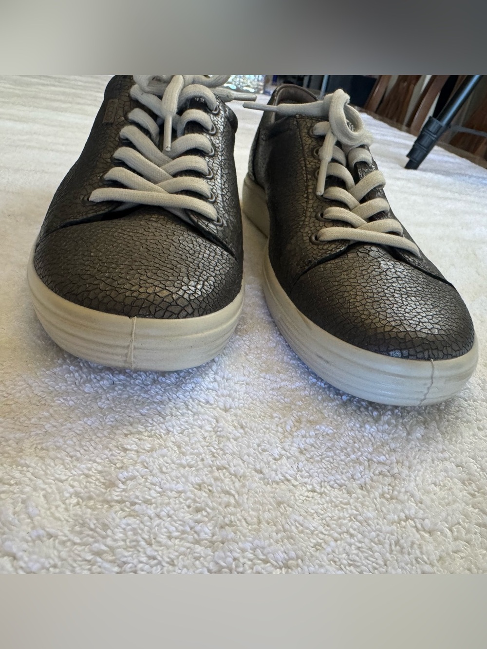 ECCO Soft 7 Women's Leather Sneaker, Black Stone Metallic - Picture 4 of 8